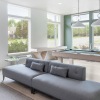 a living room with a couch and a table